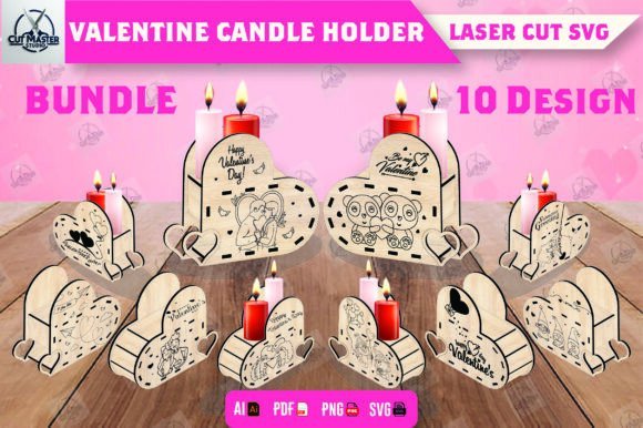 Paquete De Portavelas Para San Valentin Creativo Digital